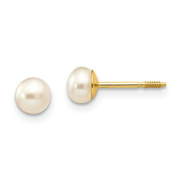 Mia Diamonds 14k Yellow Gold Madi K Reversible FW Cultured Pearl and Gold Bead Earrings 